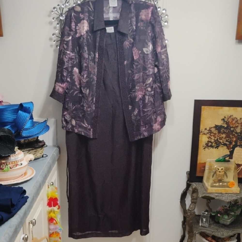 R&M Richards Purple Floral Skirt Set